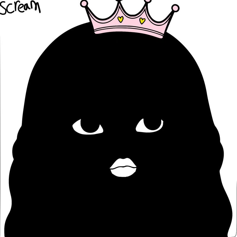 a realistic girl with a crown on