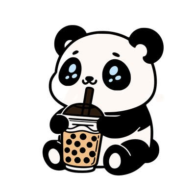 panda drinking boba