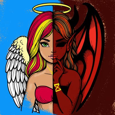 realistic angel half demon