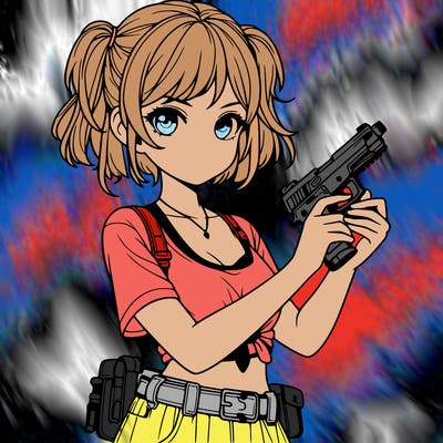 a realistic girl with a gun