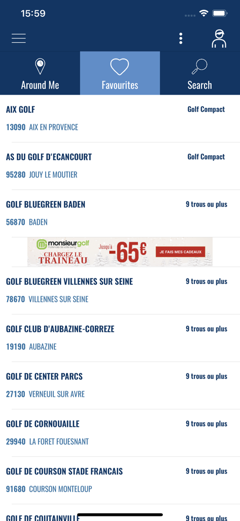 ffgolf - List of favorite golf courses in the ffgolf mobile app