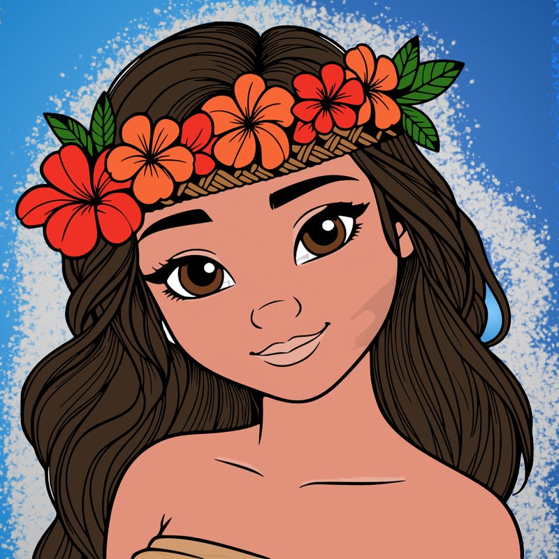 a realistic hawaiian girl with a head band of flowers on her head