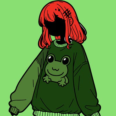 girl wearing frogging sweatshirt