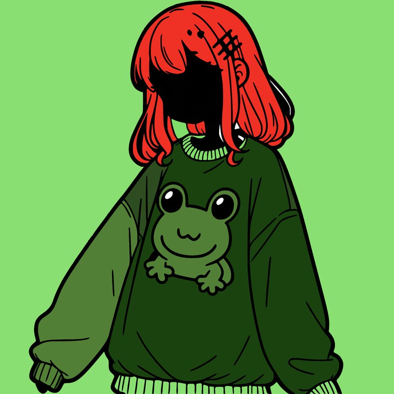 girl wearing frogging sweatshirt