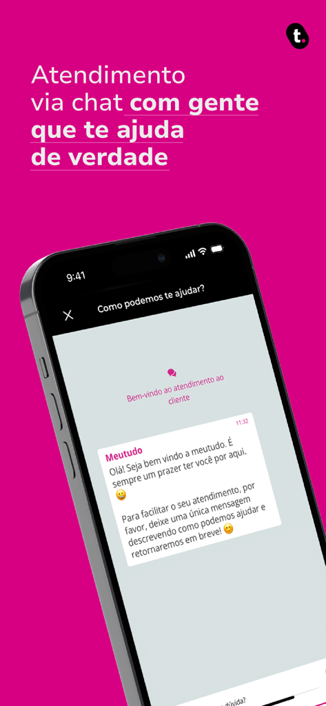meutudo. Empréstimo, INSS FGTS - Pantalla de chat de soporte al cliente en la app fintech meutudo
