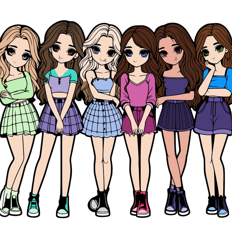a group of girls realistic