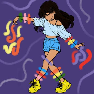 realistic girl danceing