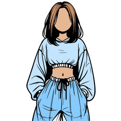 realistic girl faceless with baggy pants and a crop top