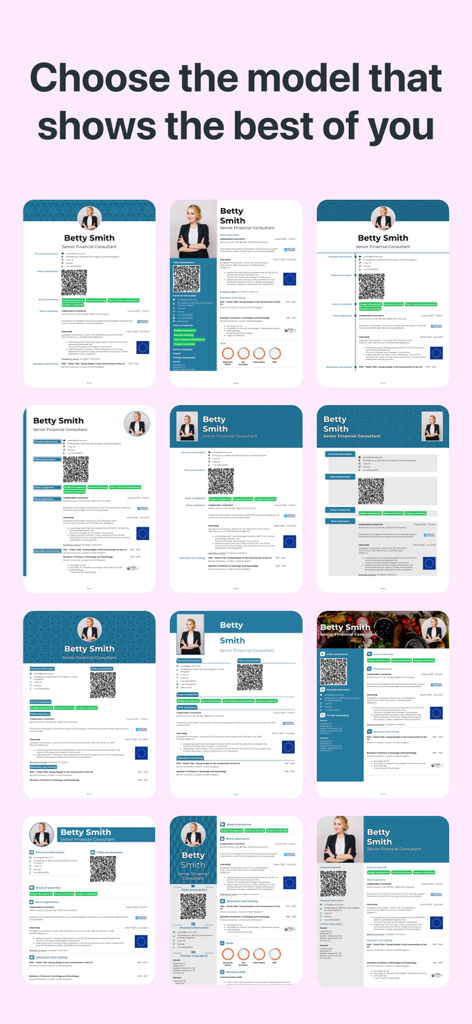 Resume AI – Intelligent CV App - 求職者向けのResume AIアプリで利用可能なさまざまなプロフェッショナルな履歴書テンプレート