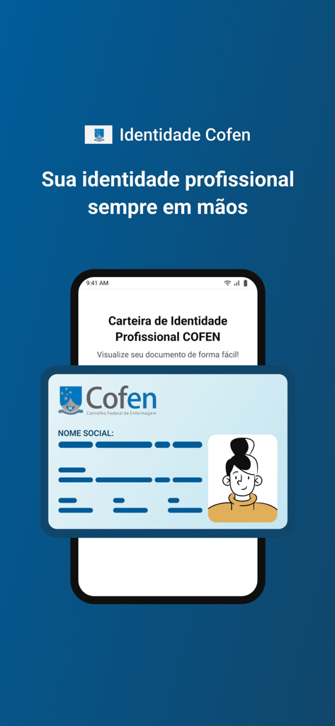 Un écran de smartphone affichant la carte d'identité numérique Cofen pour les professionnels de la santé.