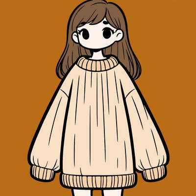girl with over sized sweater