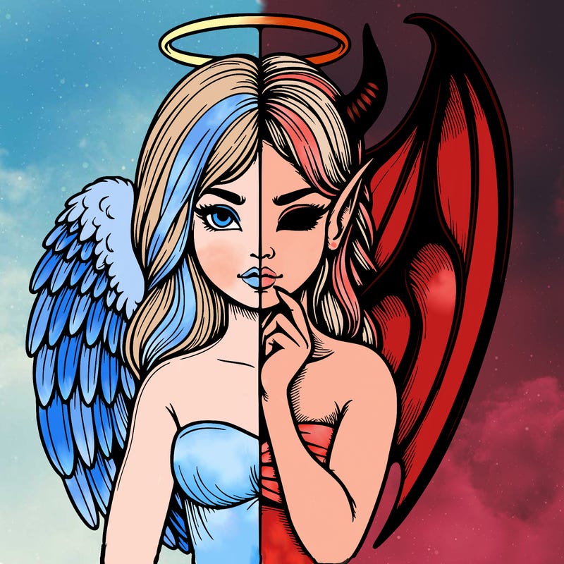 realistic angel half demon