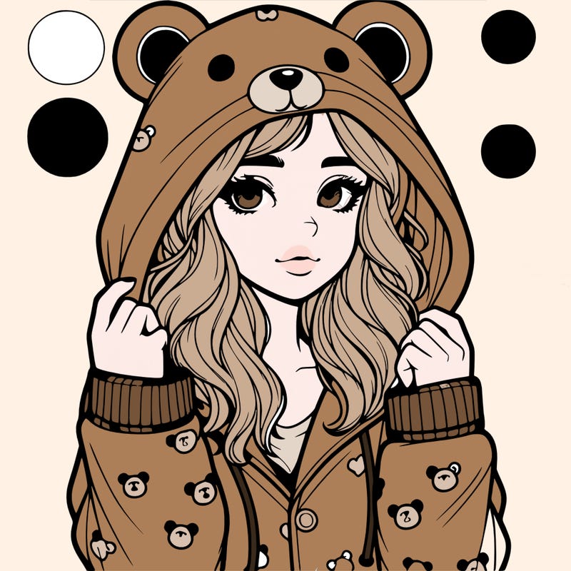 realistic girl in a animal pjs hoodie