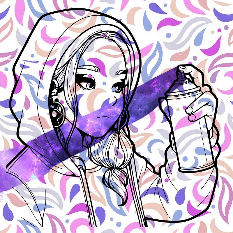 a realistic girl, spray painting