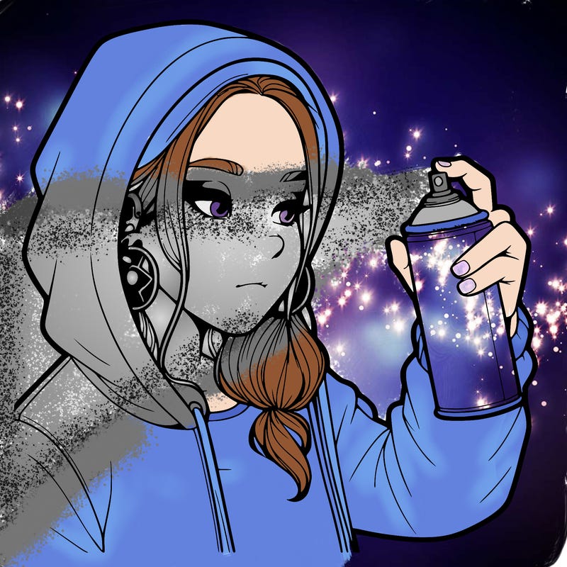 a realistic girl, spray painting