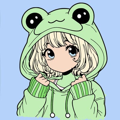 a cute teenage girl wearing a frog hoodie