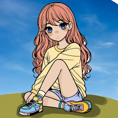 girl sitting realistic