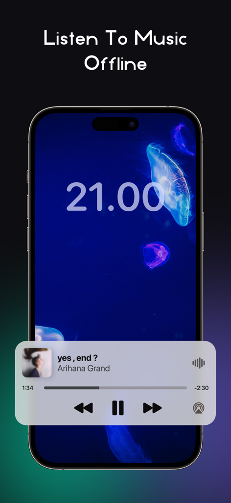 RaMusi offline music player on iPhone lock screen