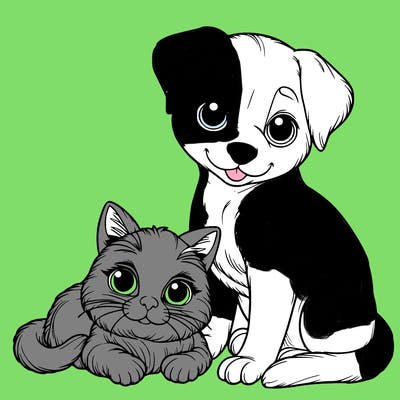 realistic cat and dog