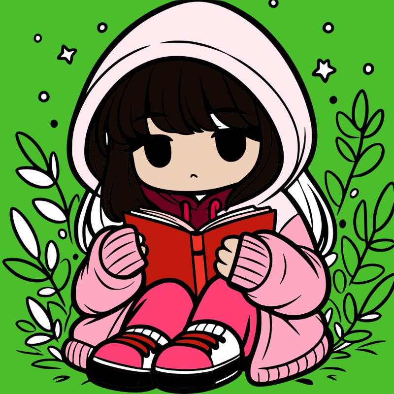 girl in oversized hoodie reading a book