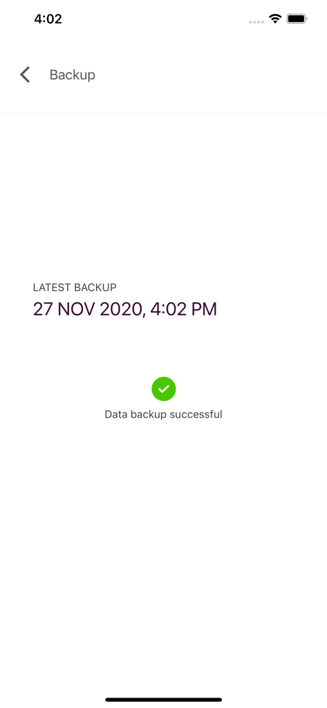 Udhaar Book – Digi Khata Book - Udhaar Book app screen showing a successful data backup confirmation with a green checkmark.