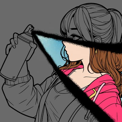 a realistic girl spray, painting