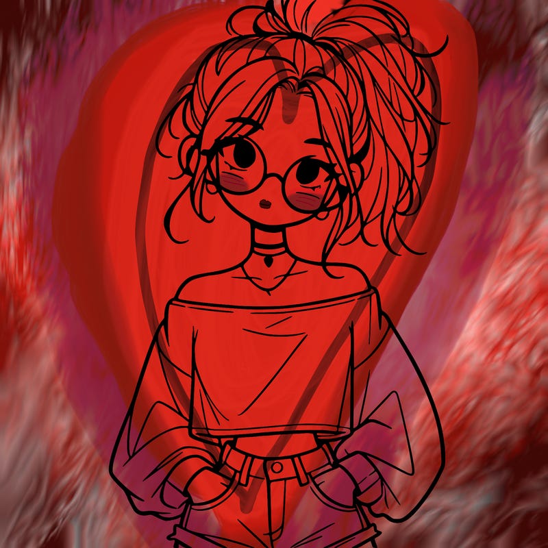 girl with a messy ponytail glasses a baggy crop top and jean shorts