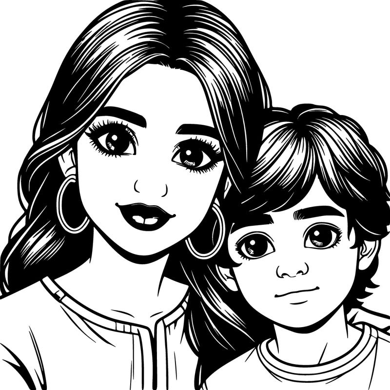 realistic girl with her little brother