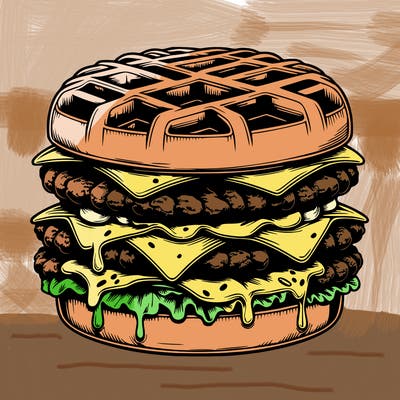 realistic waffle burger