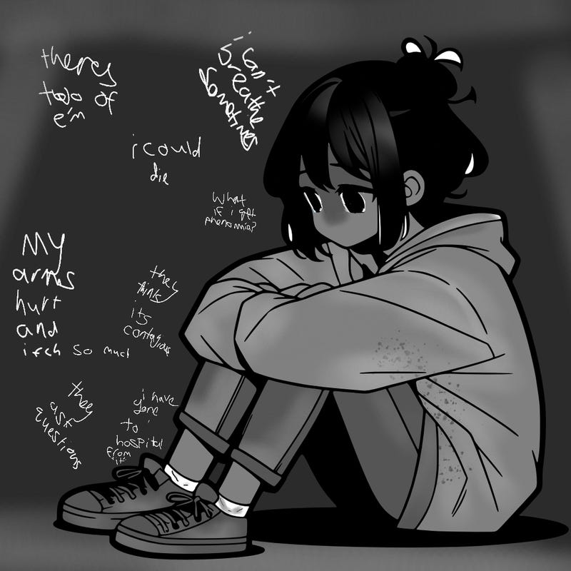sad anime girl sitting alone