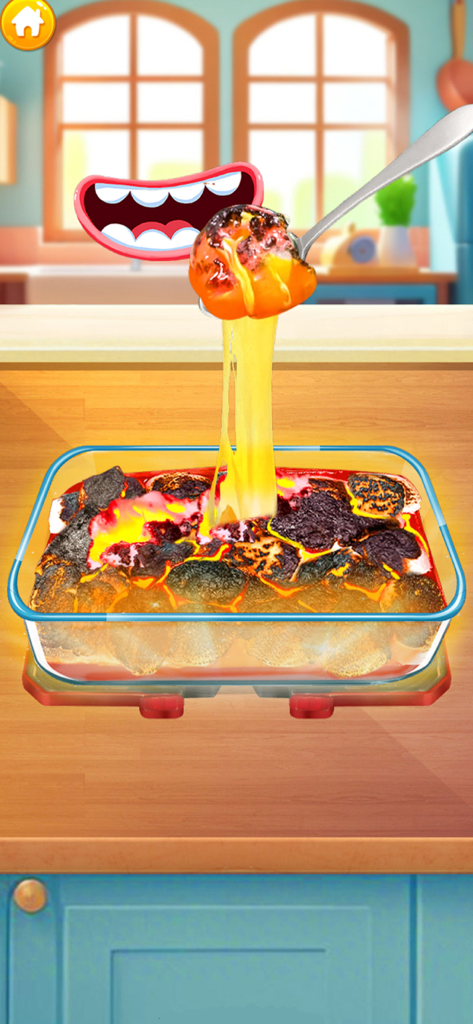 Satisfying AI ASMR - Uma colher a recolher lava de IA brilhante e pegajosa de um recipiente de vidro numa cozinha virtual