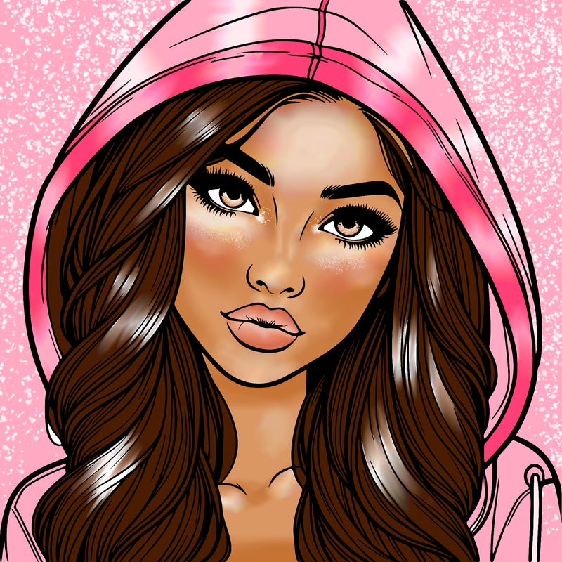 realistic beautiful girl with a hood on