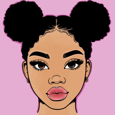realistic black woman with two buns