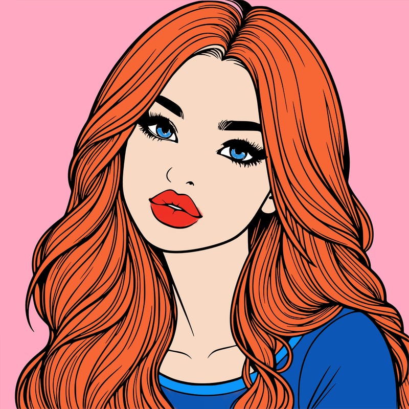 realistic girl with hair on her hair and lips