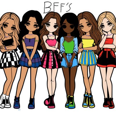 a group of girls realistic