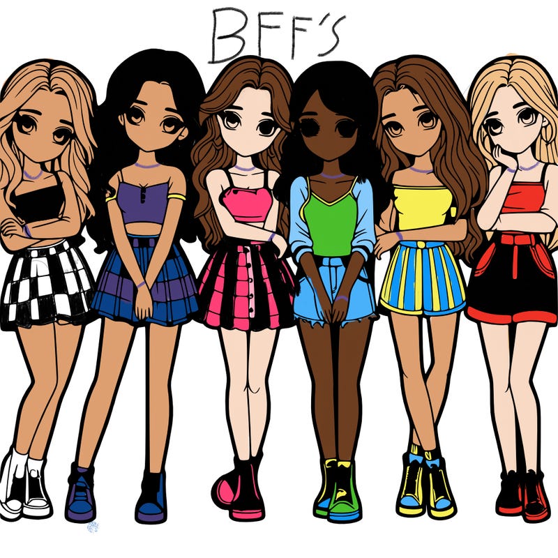 a group of girls realistic