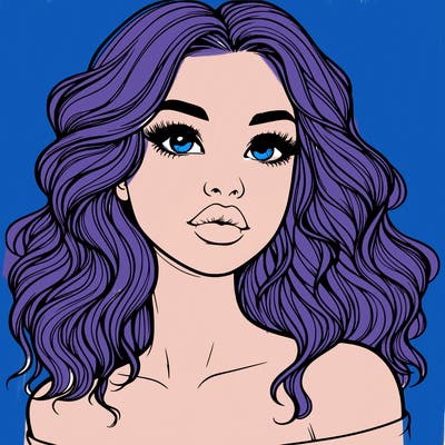 realistic girl with wavy hair and lips