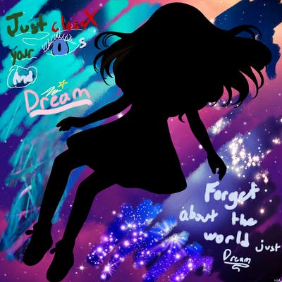 realistic girl floating