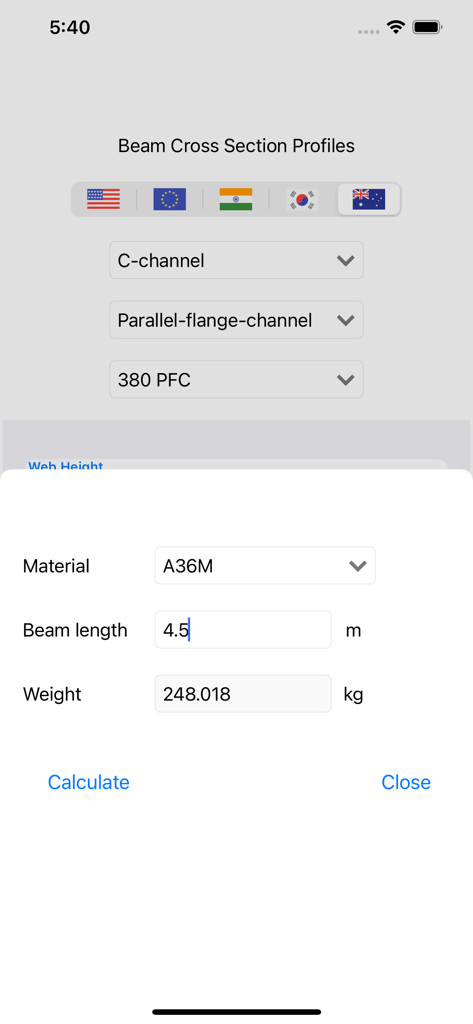 Beam Sections Profiles - Reference App | MWM