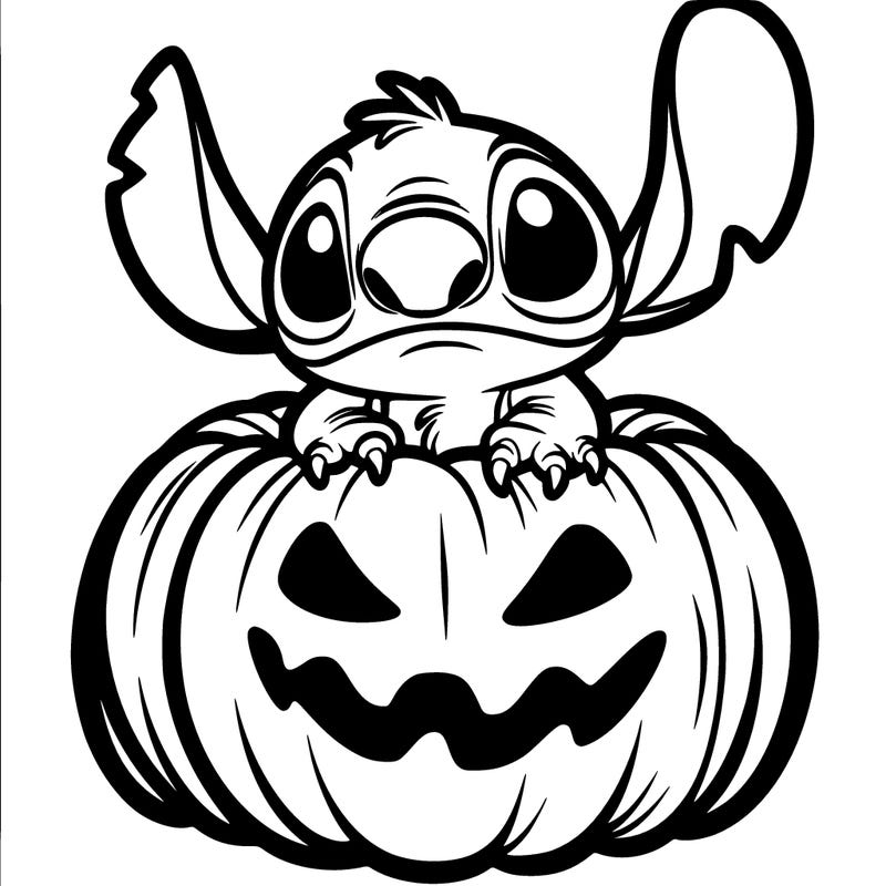 stitch inside a spooky pumpkin