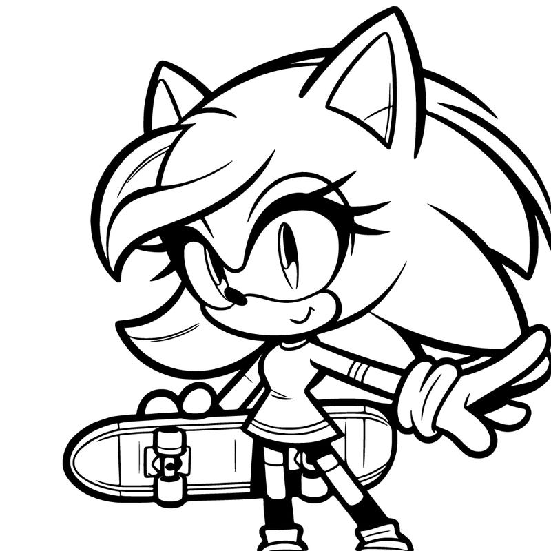 female sonic character with a skateboard