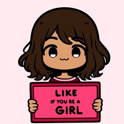 a cute girl holding a sign that says like if you’re a girl