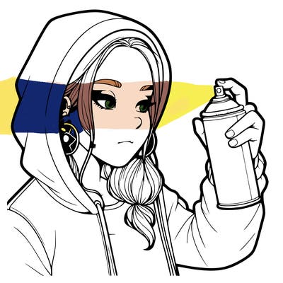 a realistic girl, spray painting