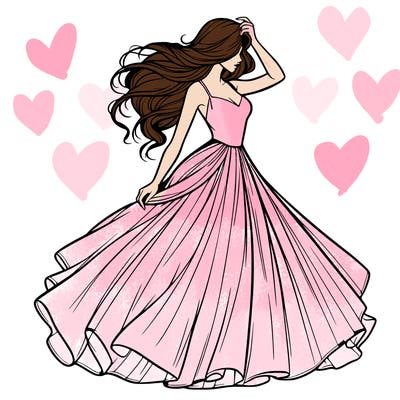 realistic woman with dress flowing in the wind