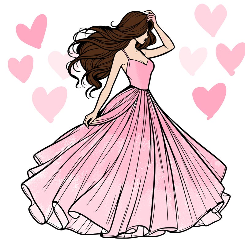 realistic woman with dress flowing in the wind