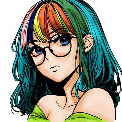 manga woman character with glasses and nice lips