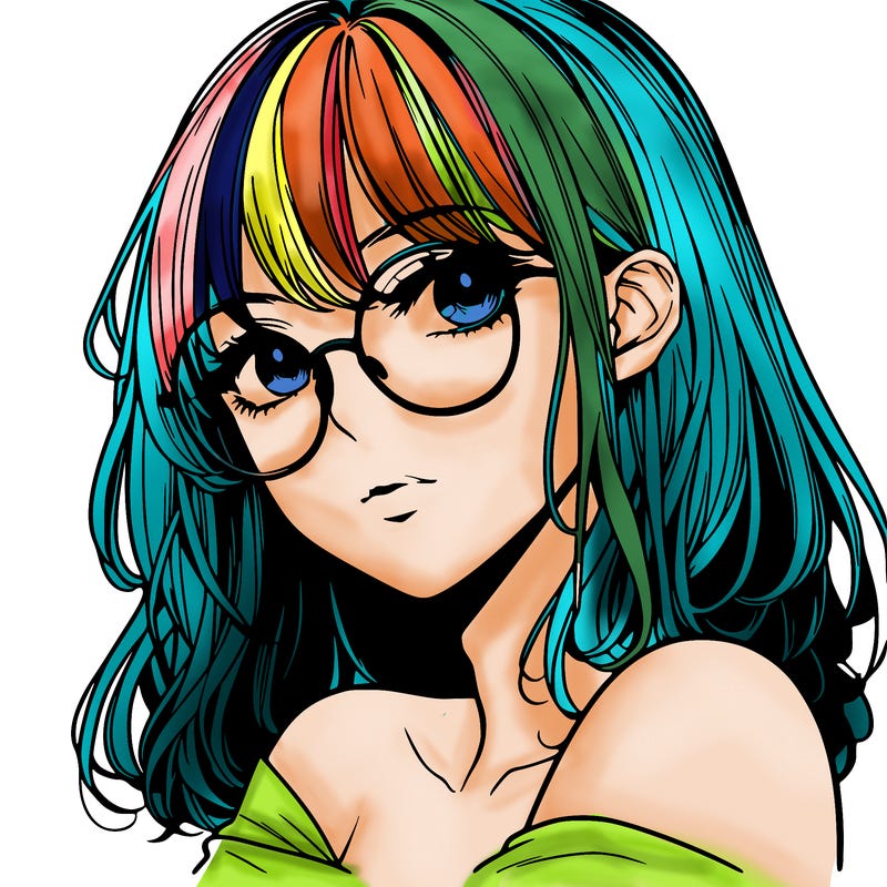 manga woman character with glasses and nice lips