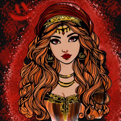 realistic beautiful mysterious gypsy girl