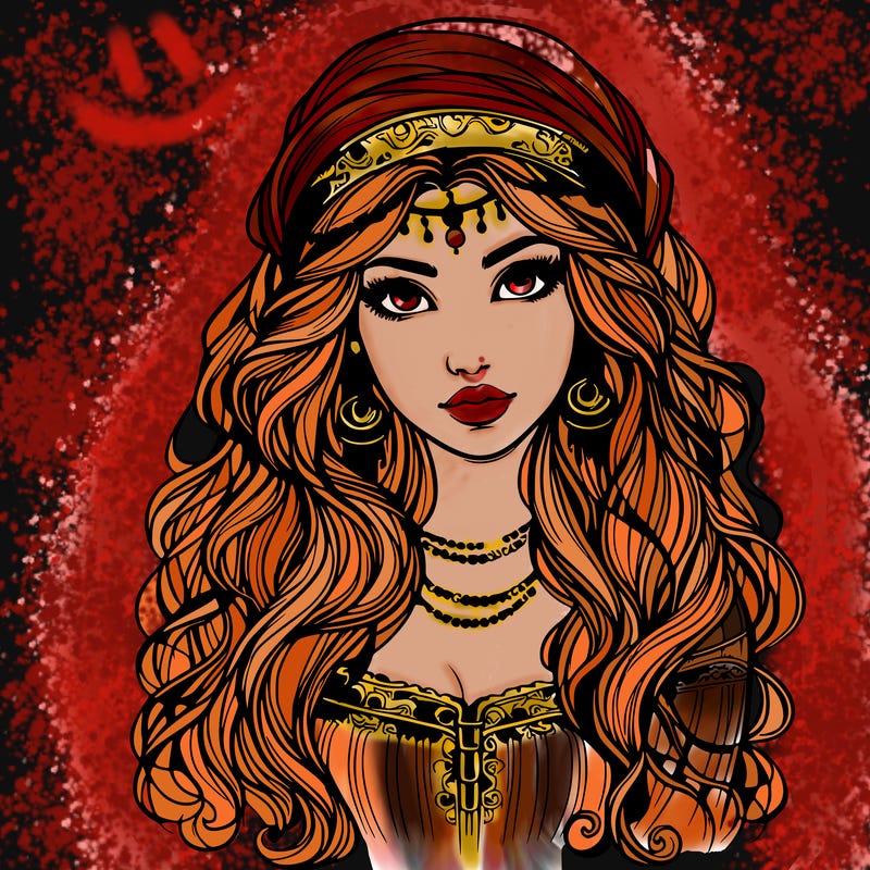 realistic beautiful mysterious gypsy girl