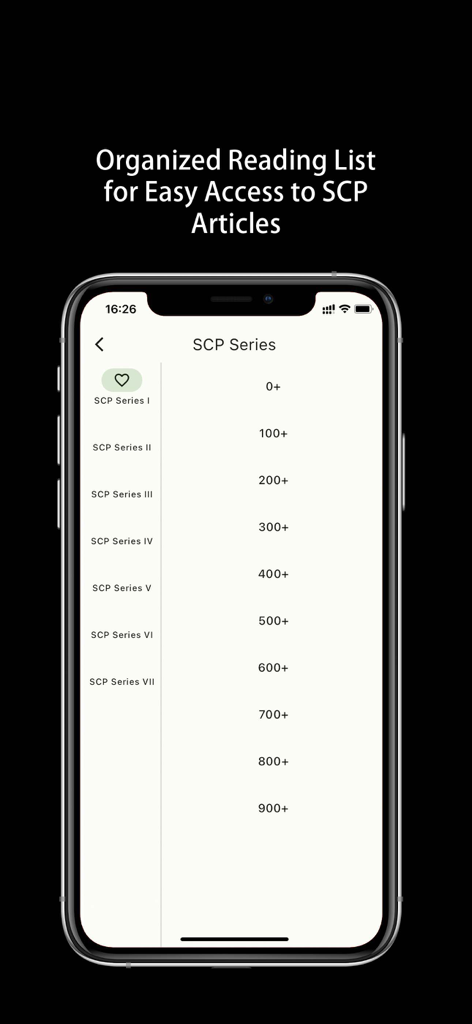 Only SCP - Lista de lectura organizada de la serie Fundación SCP en la aplicación Only SCP.